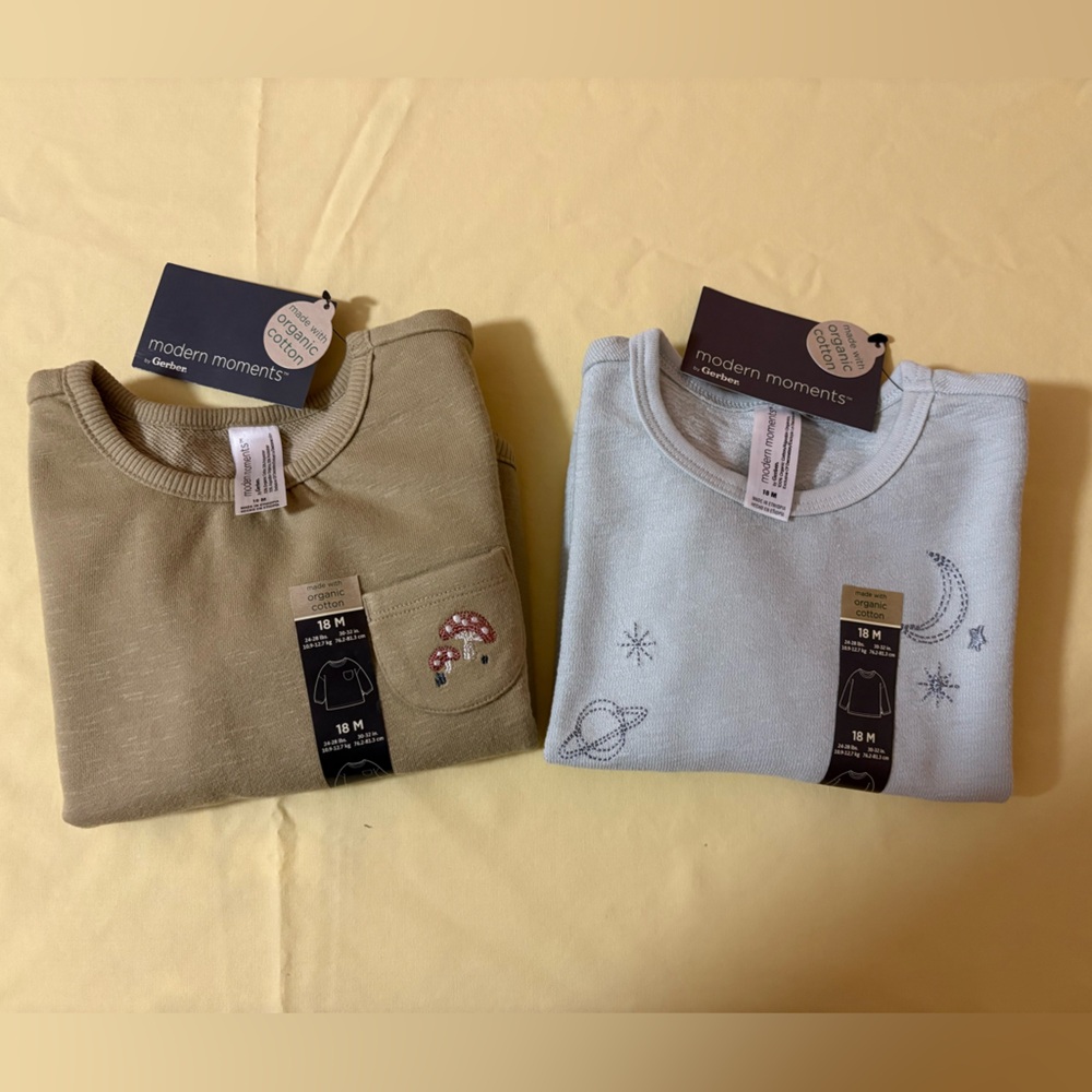 ⭐️ Gender Neutral Drop Shoulder Long Sleeve Tops Modern Moments Gerber 18M